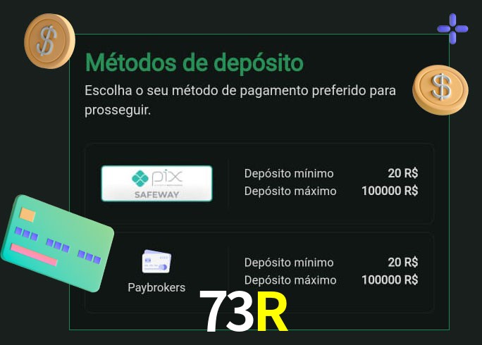O cassino 73Rbet oferece uma grande variedade de métodos de pagamento